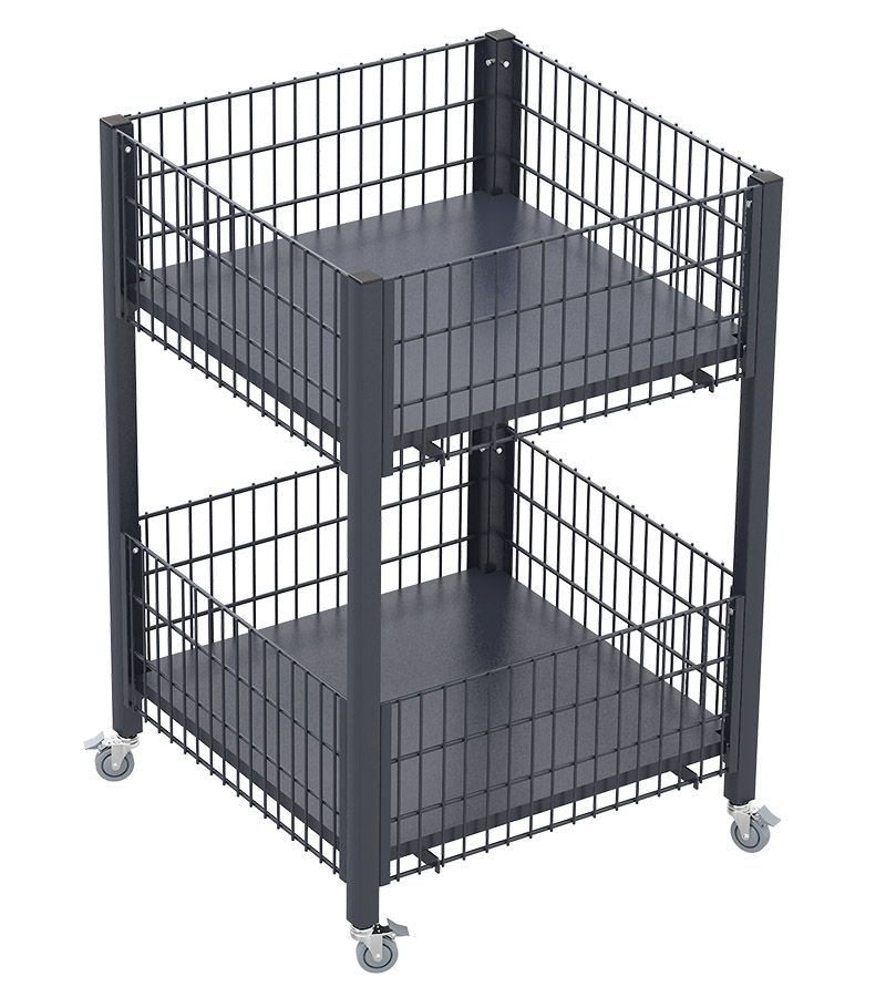 KARMET TS12-0600X0600 TEŞHİR SEPETİ TEKERLEKLİ 2 KATLI 60X60 CM