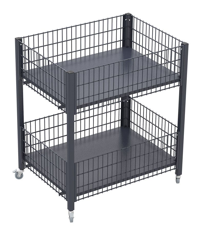 KARMET TS12-0600X0800 TEŞHİR SEPETİ TEKERLEKLİ 2 KATLI 60X80 CM